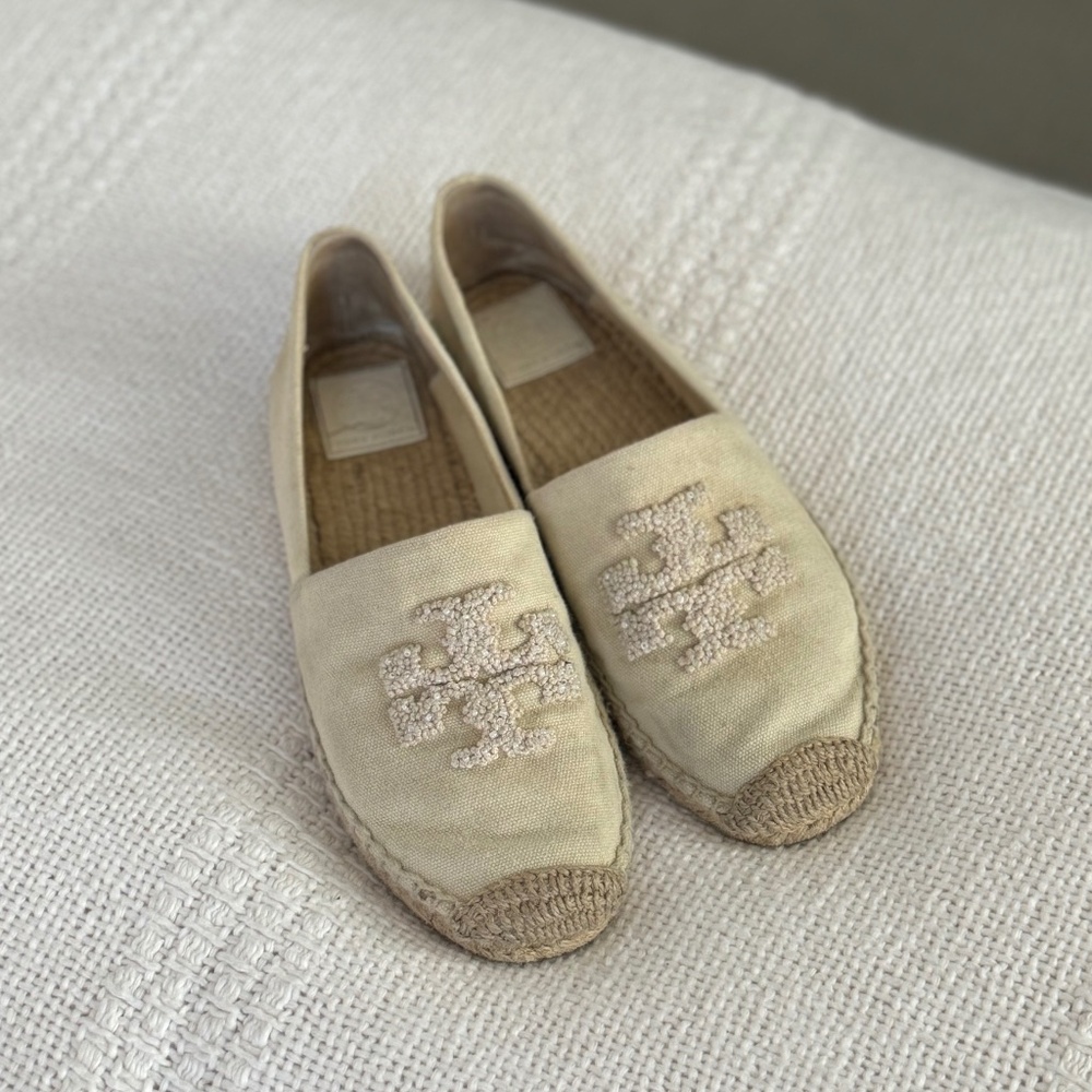 Tory Burch Weston Flat Espadrilles - Cream Canvas
